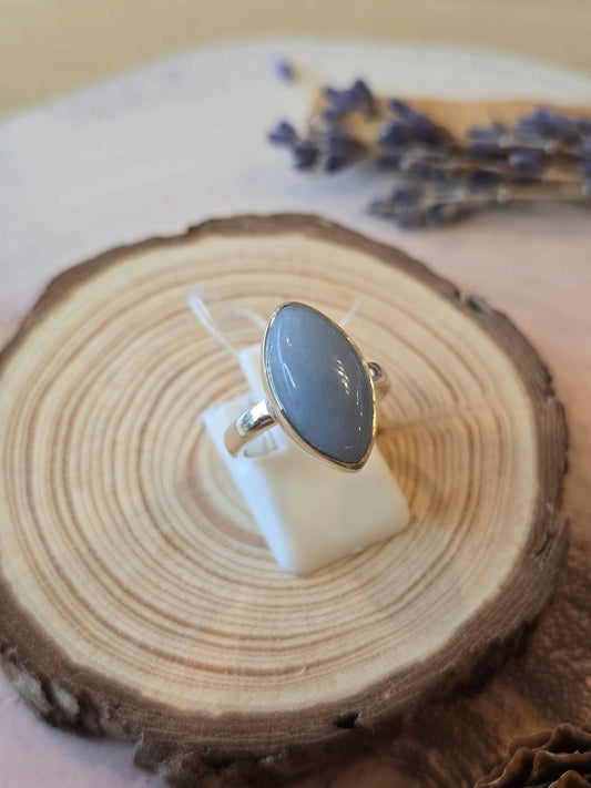 Angelite Sterling Silver Ring - 4.3g - UK L