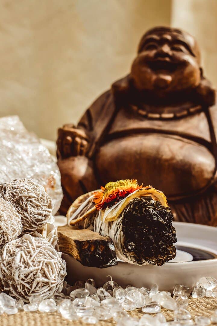 Sage, Orange & Chrysanthemum smudge stick