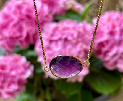 Personalised 18ct Gold Plated Amethyst Drop Necklace