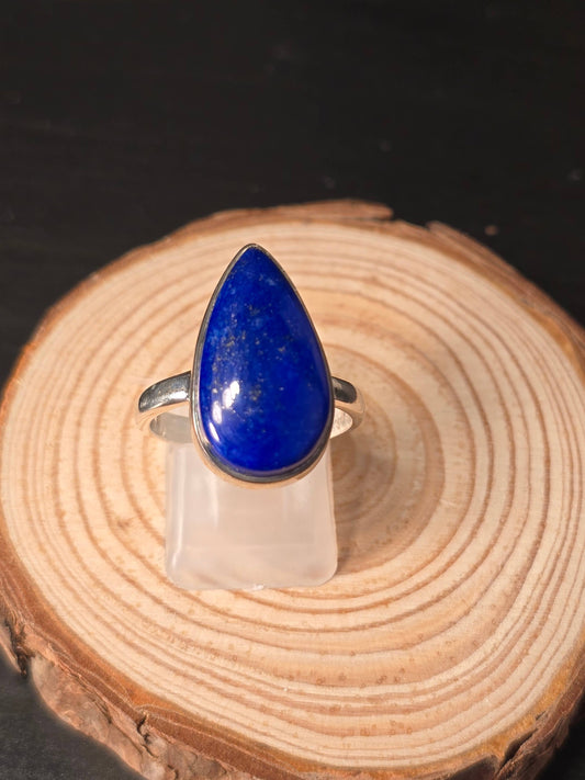 Lapis Lazuli Sterling Silver Ring - 5.7g - UK P