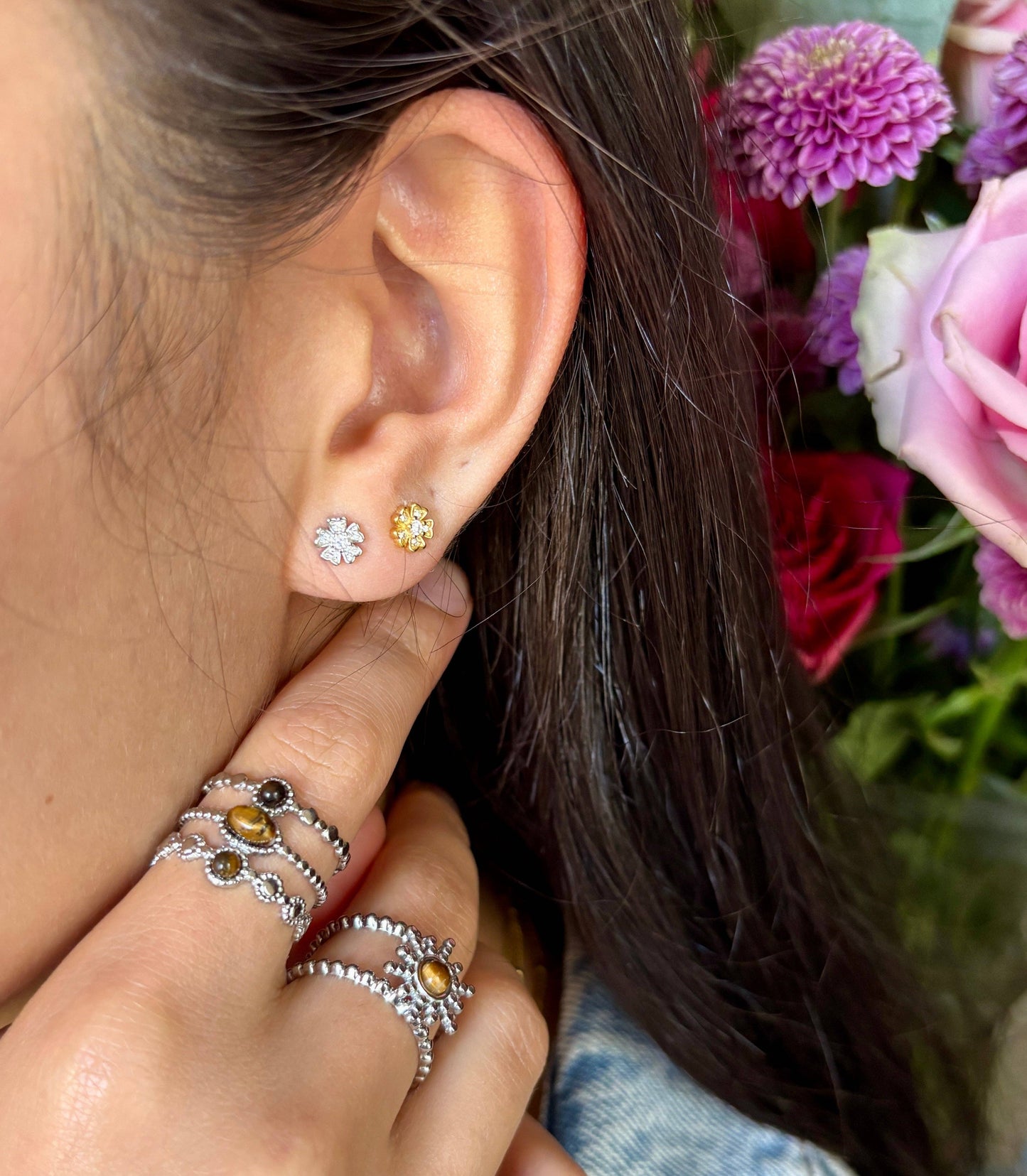 Silver Tiger's Eye Star Ring