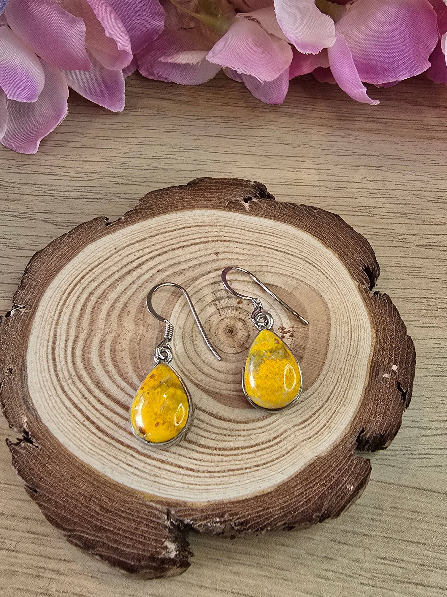 Bumblebee Jasper Sterling Silver Drop Earrings