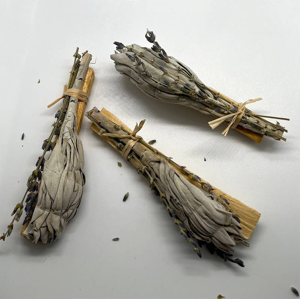 Mini Smudge Cluster, White Sage with Palo Santo and Lavender