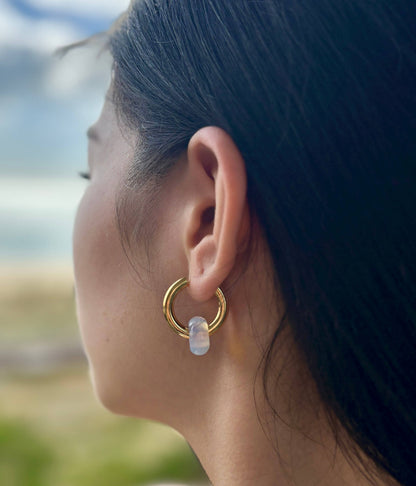 18ct Gold Plated Moonstone Doughnut Earrings