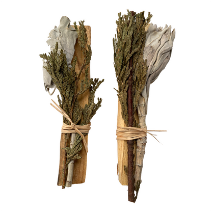 Mini Smudge Cluster, White Sage with Palo Santo and Cedar 4"