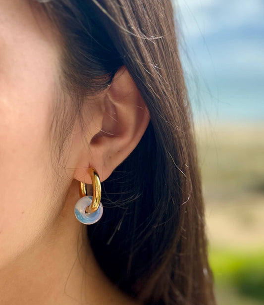 18ct Gold Plated Moonstone Doughnut Earrings
