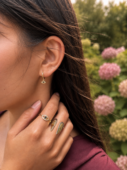 Evil Eye Huggie Earrings - Gold