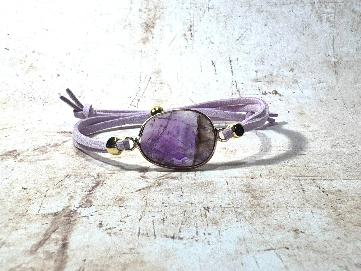 Amethyst Bracelet with Lilac Suede
