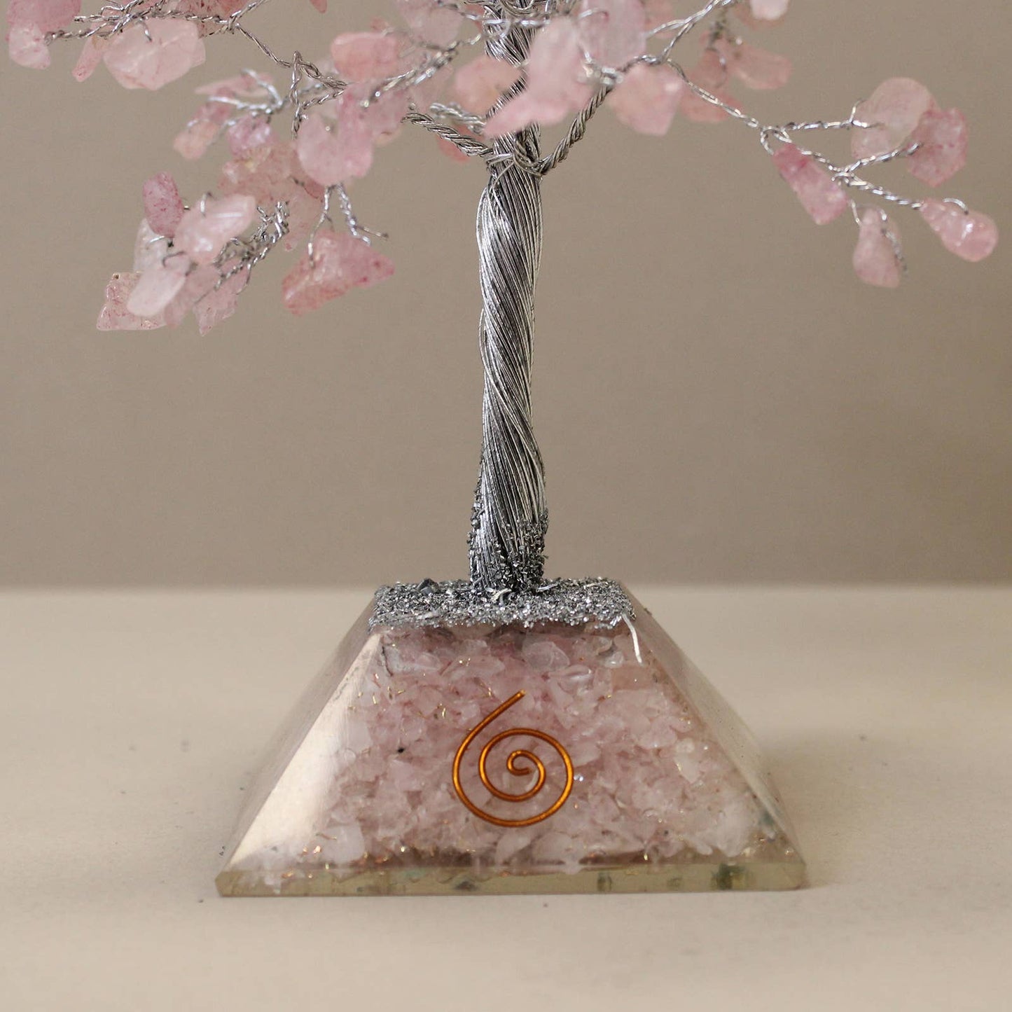 Rose Quartz Gemstone Tree with Orgonite Base