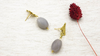 Agate Crystal Stone Earrings: Dark