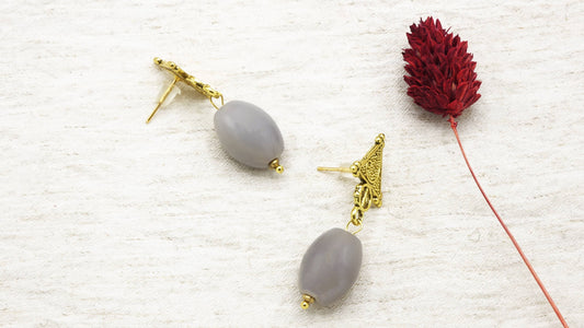 Agate Crystal Stone Earrings: Dark