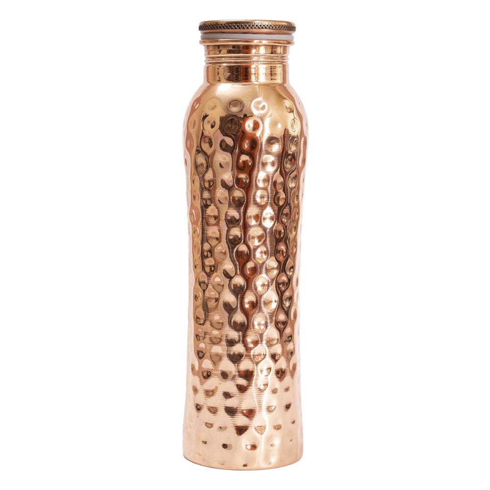 Copper water bottle, hammered, 900ml