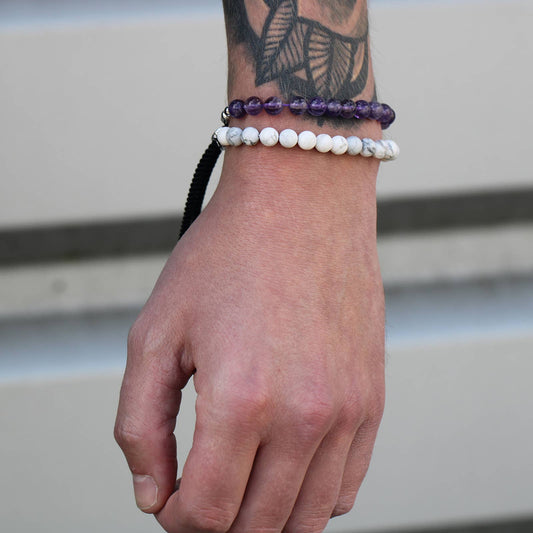 925 Silver Plated White Howlite Beaded Bracelet