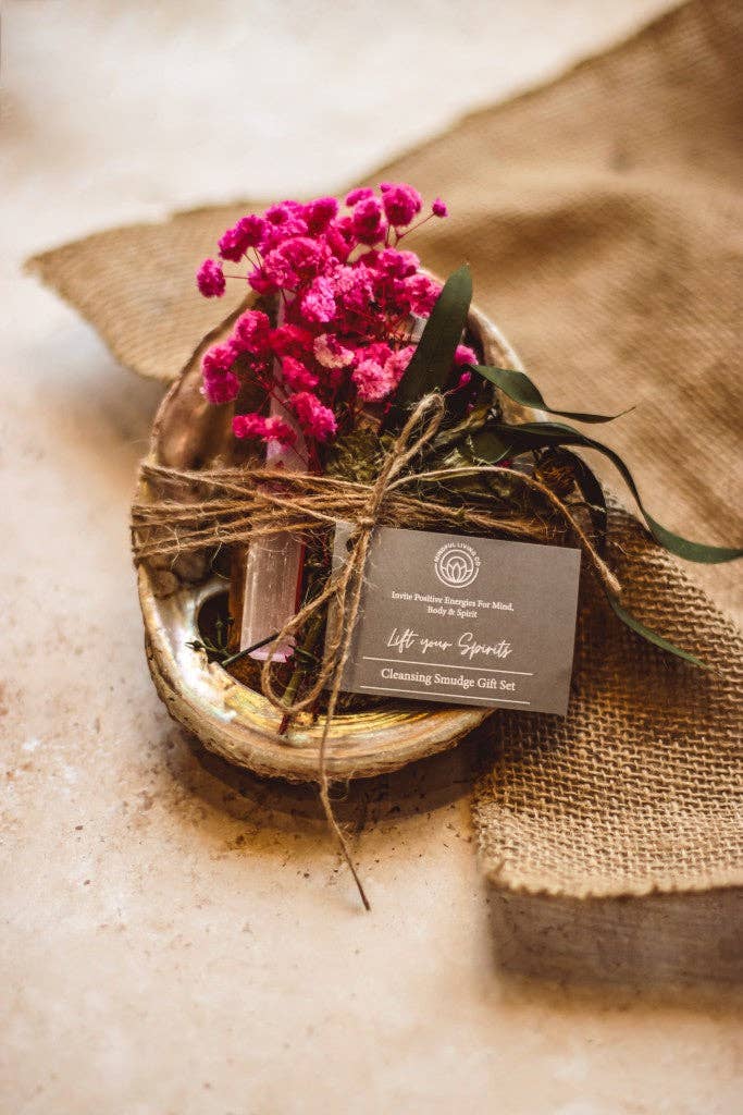 Abalone, Sage, Palo Santo, Selenite & Feather Gift Set