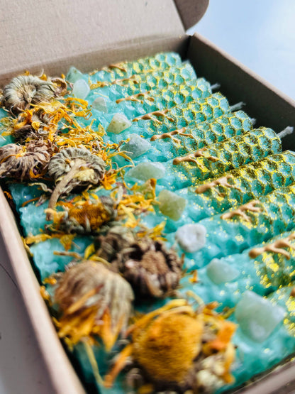 Luxury Beeswax Rune Candles with Herbs & Glitter