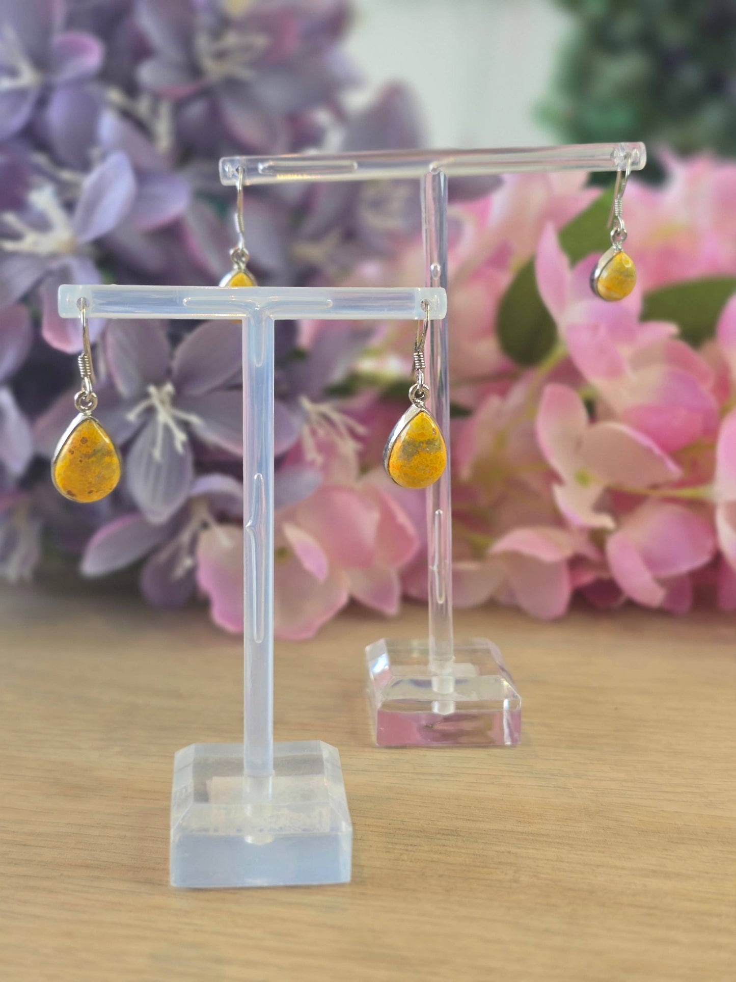 Bumblebee Jasper Sterling Silver Drop Earrings