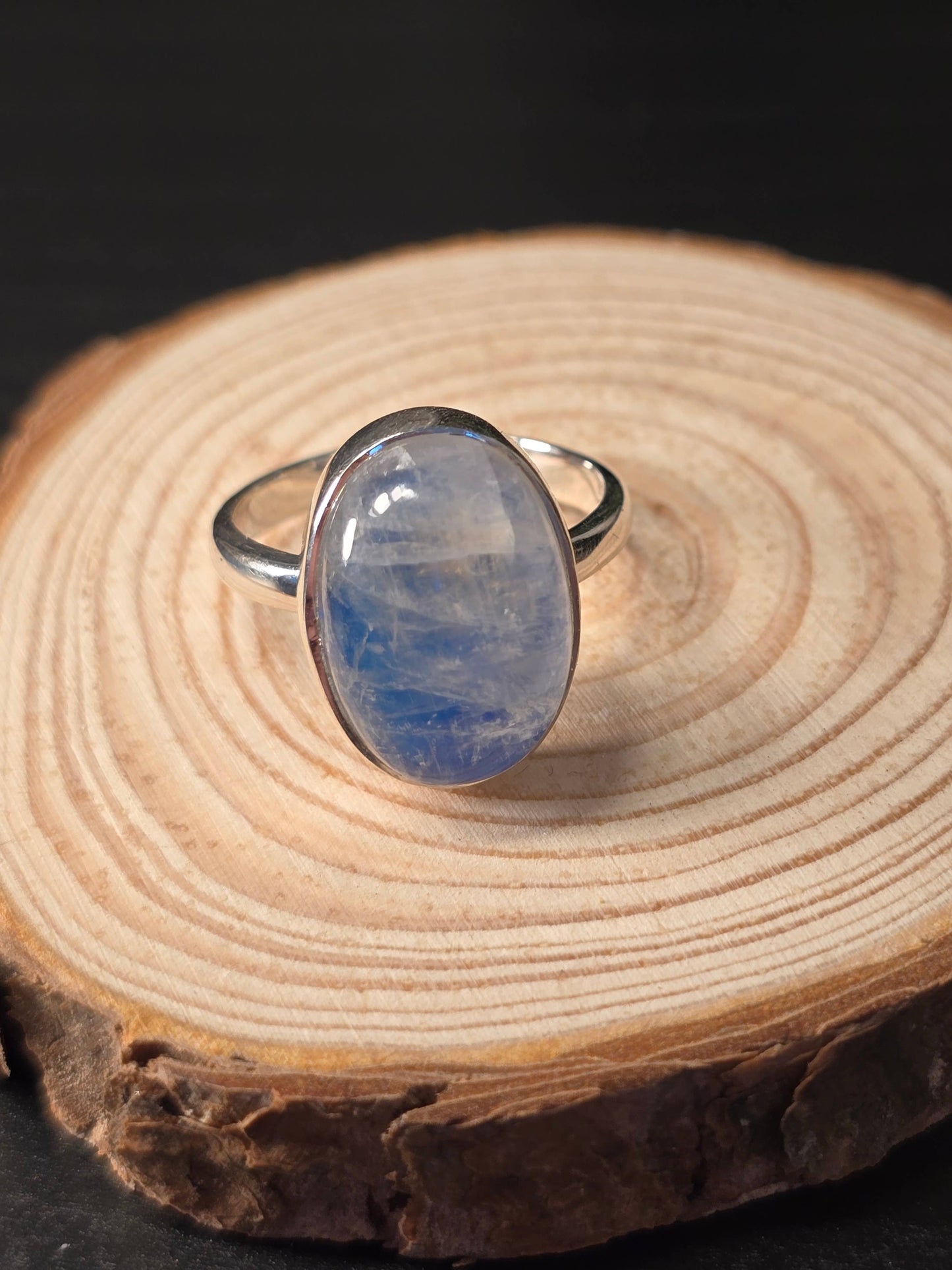 Blue Moonstone Sterling Silver Ring - 6.4g - UK Q
