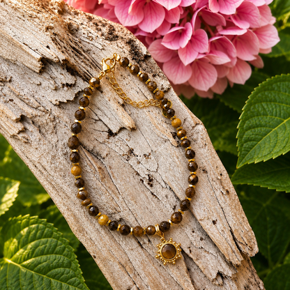 18ct Gold Plated Tiger's Eye Beaded Bracelet