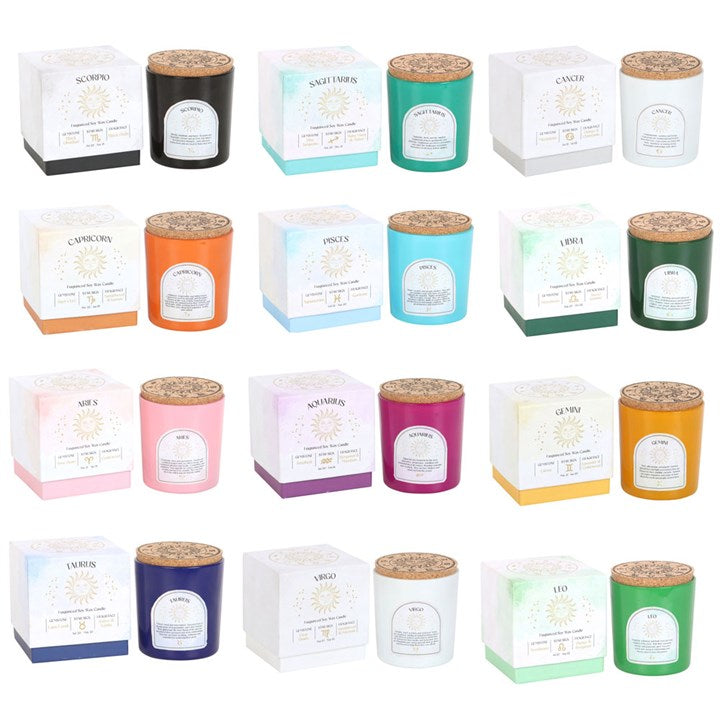 12 Zodiac Gemstone Candles