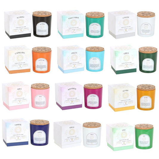 12 Zodiac Gemstone Candles