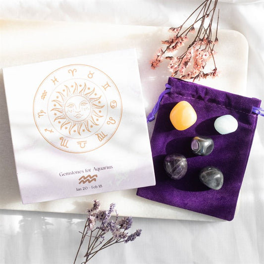 Zodiac Crystal Tumblestone Sets Aquarius