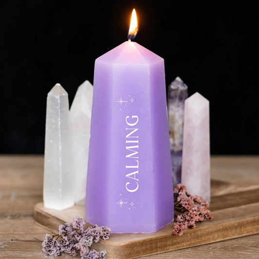 Calming Crystal Unscented Candle with Rough Amethyst Crystal