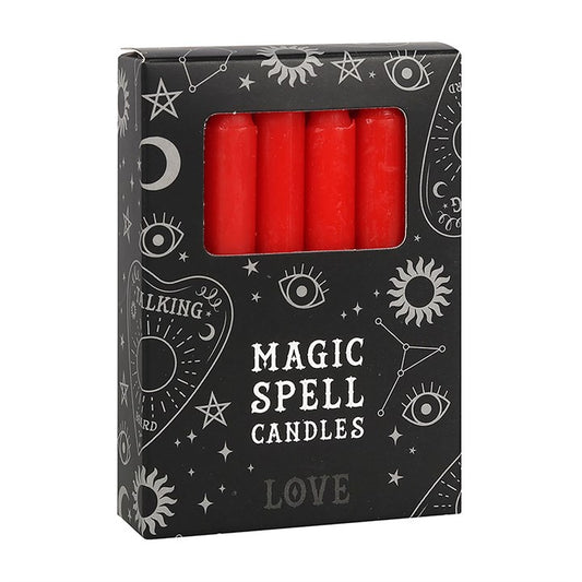 Pack of 12 Red 'Love' Spell Candles