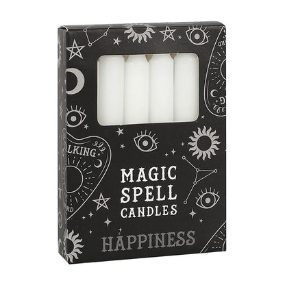 12 White 'Happiness' Spell Candles