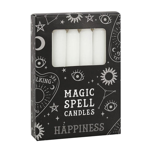 12 White 'Happiness' Spell Candles