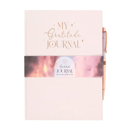A5 Gratitude Journal Notebook with Rose Quartz Pen