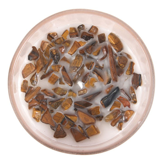 Full Moon Eucalyptus Manifestation Candle with Tiger's Eye in Glass Jar