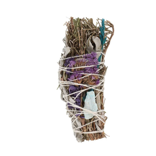 6inch Sage Wand with Rosemary, White Sage and Raw Aventurine