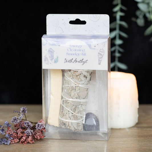 Smudge Kit with White Sage Smudge Stick and Amethyst Crystal