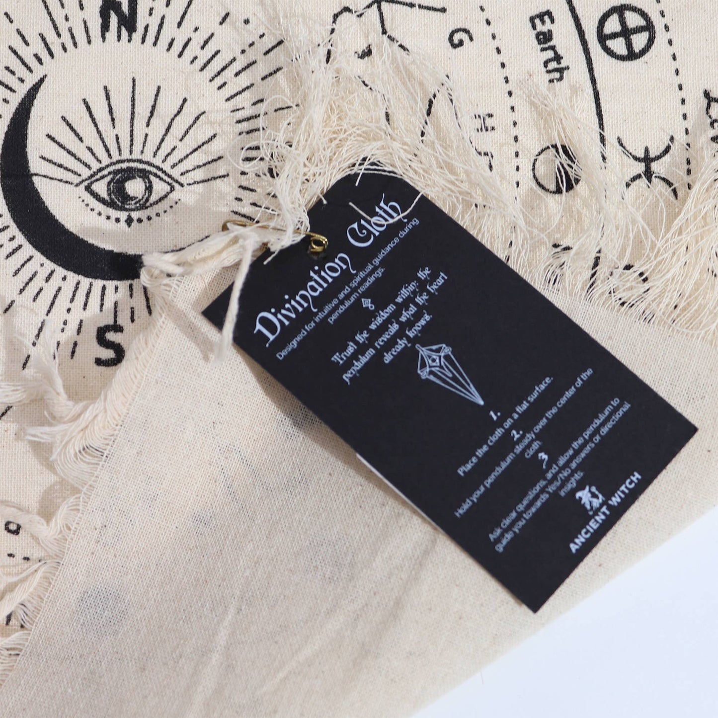 Ancient Witch Pendulum Divination Cloth: All Seeing Eye - Divination Cloth - Natural & Black