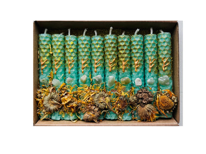 Luxury Beeswax Rune Candles with Herbs & Glitter