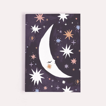 Sleeping Moon Pocket Notebook | Plain Page Mini Journal