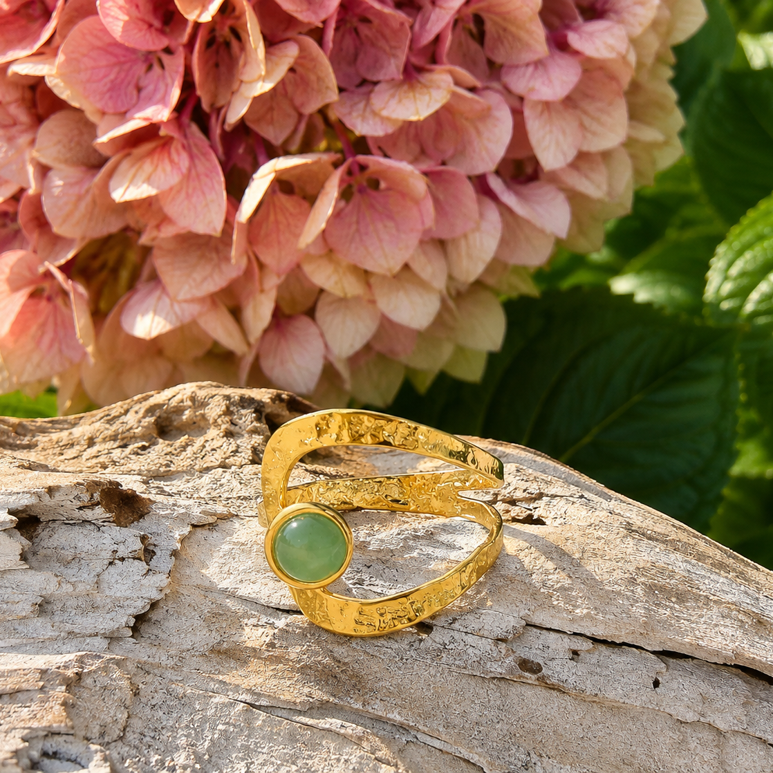 18ct Gold Plated Green Aventurine Wrap Ring