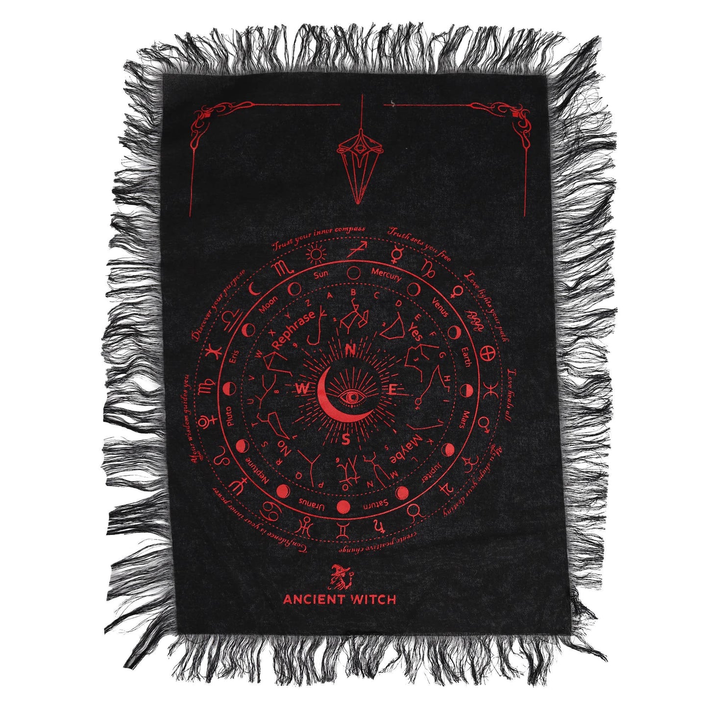Ancient Witch Pendulum Divination Cloth: All Seeing Eye - Divination Cloth - Natural & Black
