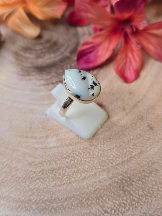 Merlinite Sterling Silver Ring - 3.89g - UK O / US 7