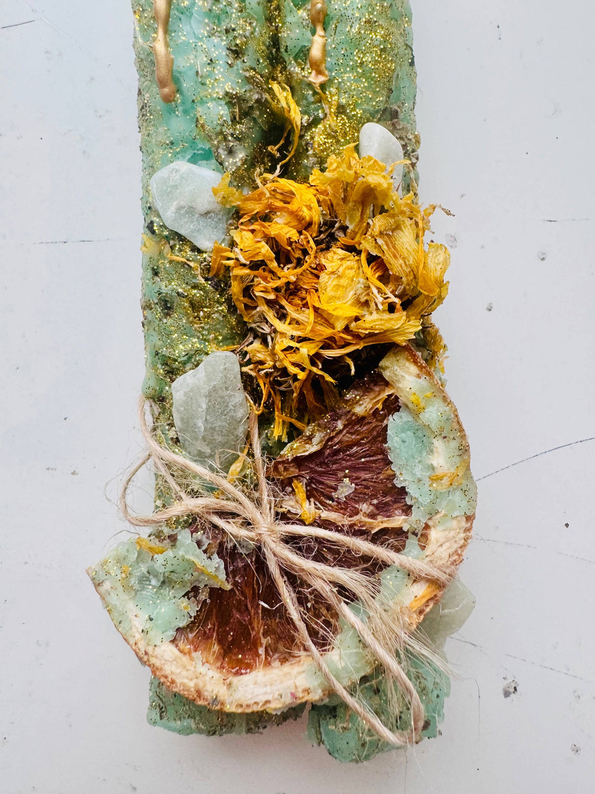 Luxury Beeswax Rune Candles with Herbs & Gold Glitter