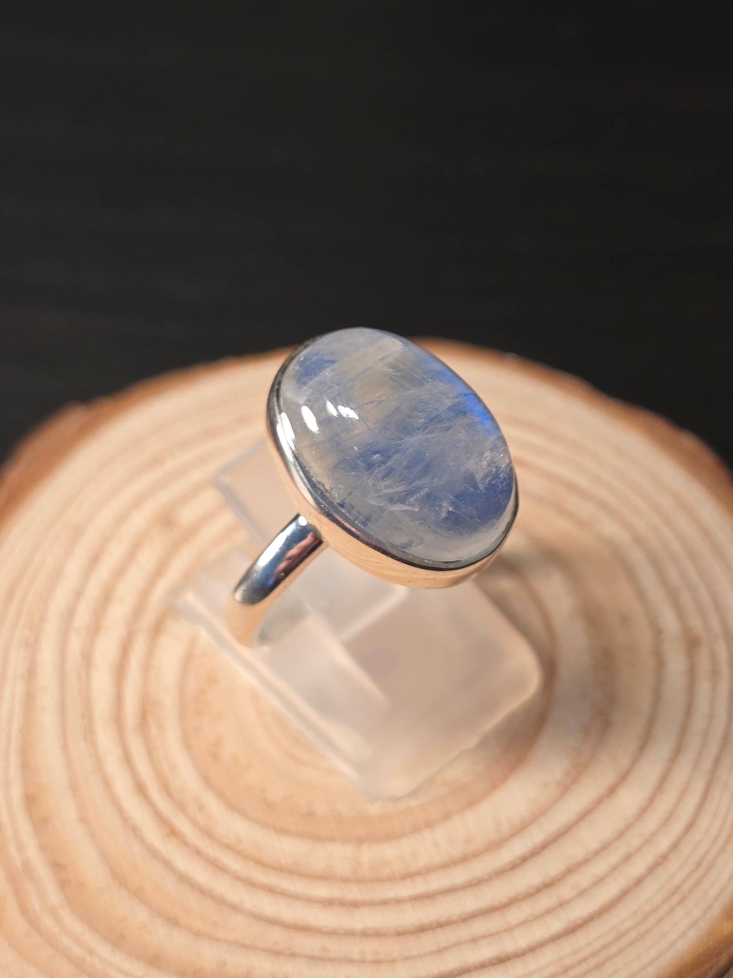 Blue Moonstone Sterling Silver Ring - 6.4g - UK Q