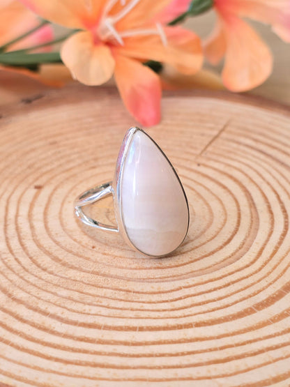 Mangano Calcite Sterling Silver Teardrop Ring - 6.3g - UK S