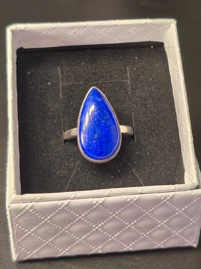 Lapis Lazuli Sterling Silver Ring - 5.7g - UK P