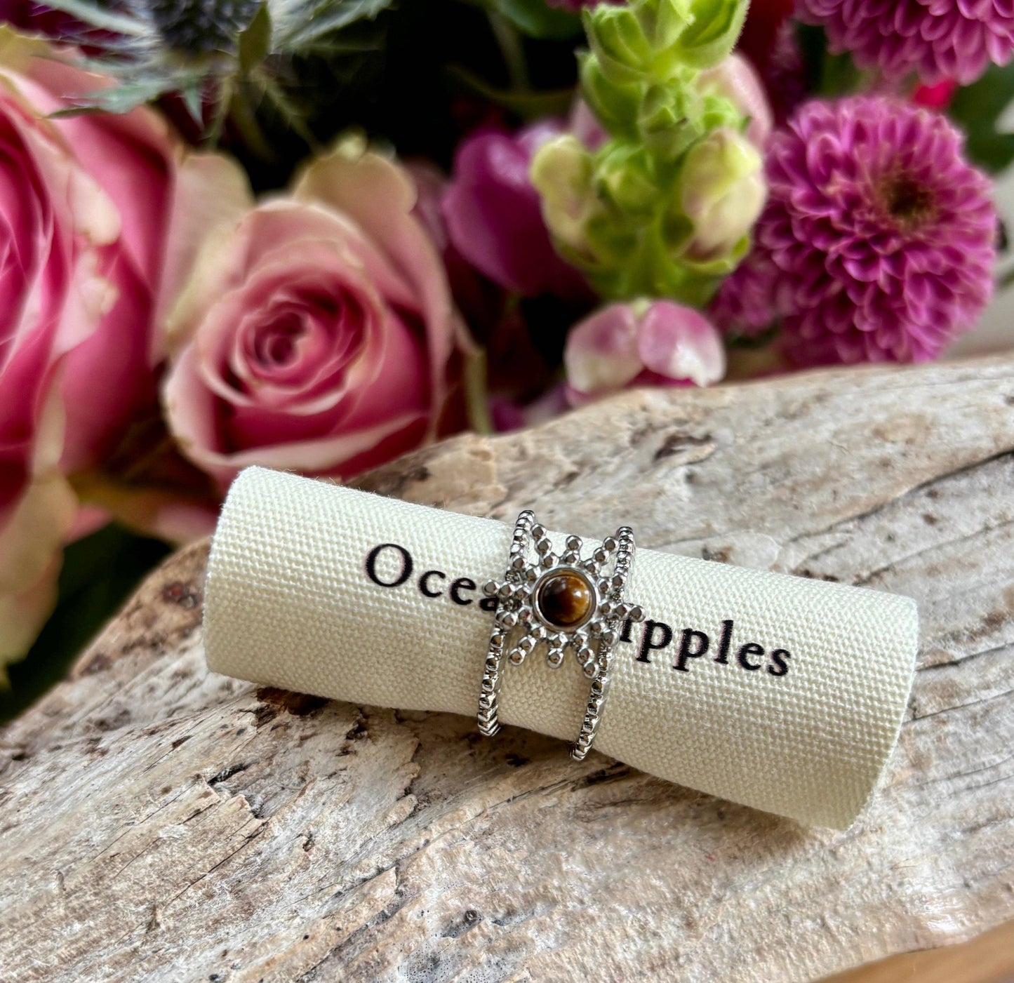 Silver Tiger's Eye Star Ring