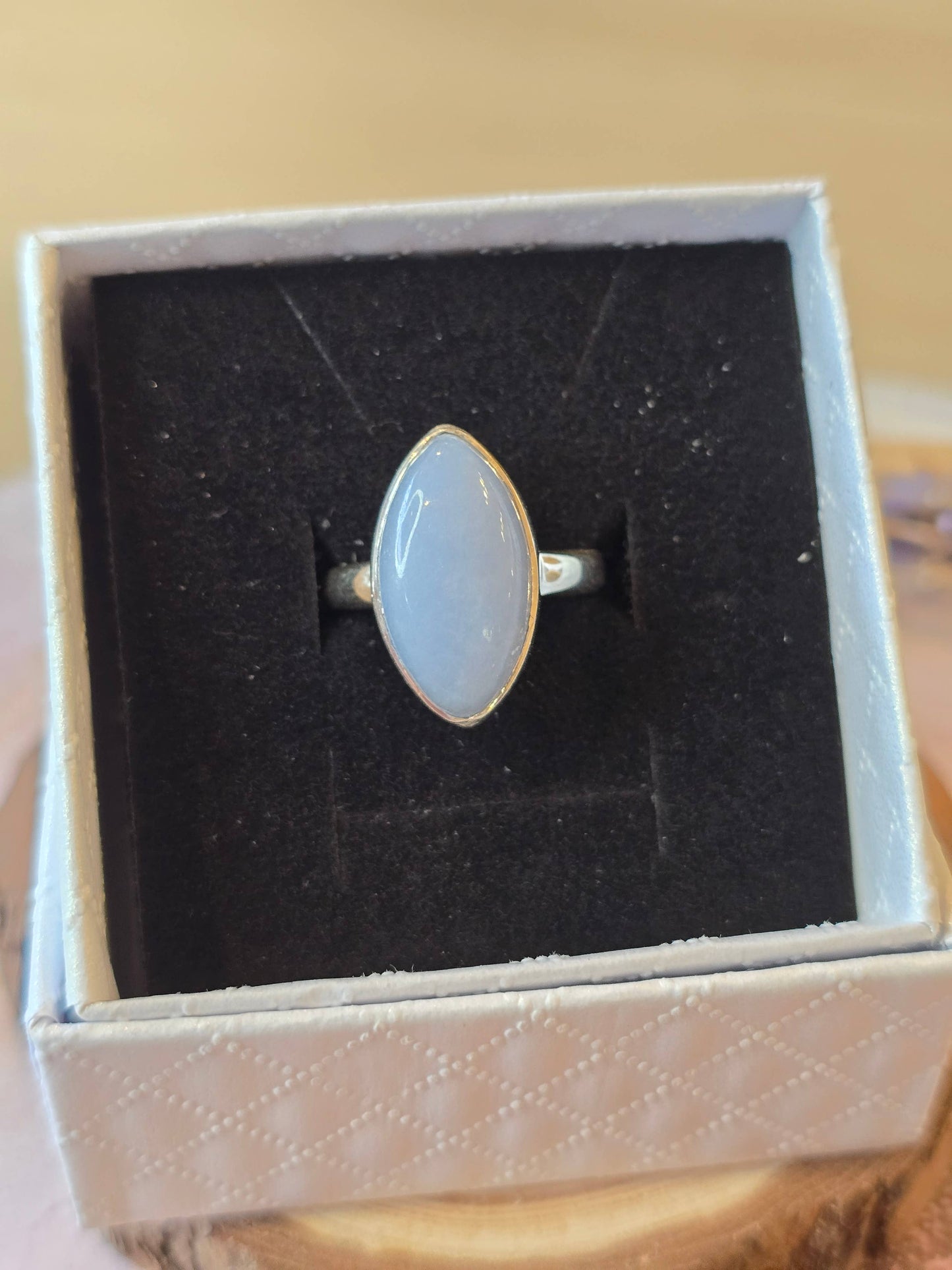 Angelite Sterling Silver Ring - 4.3g - UK L