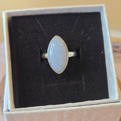Angelite Sterling Silver Ring - 4.3g - UK L