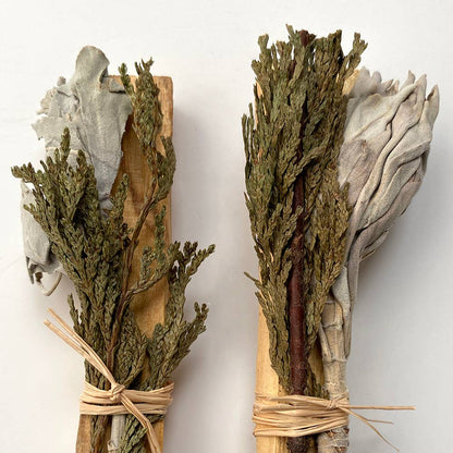 Mini Smudge Cluster, White Sage with Palo Santo and Cedar 4"