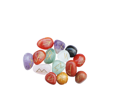 Rune Set Gemstone In Velvet Pouch
