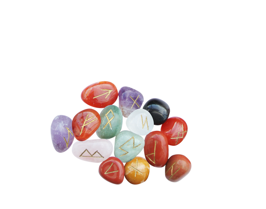 Rune Set Gemstone In Velvet Pouch