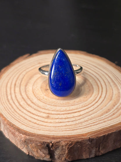 Lapis Lazuli Sterling Silver Ring - 5.7g - UK P
